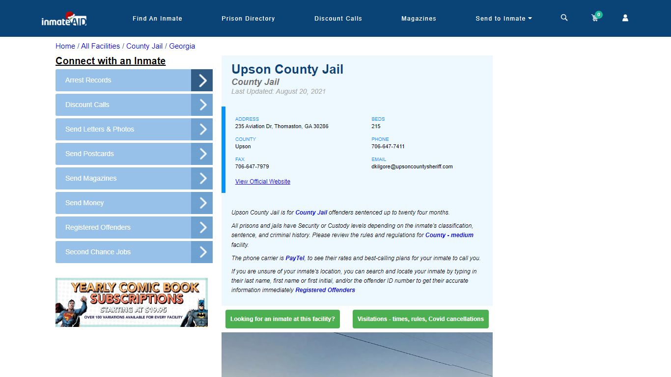 Upson County Jail - Inmate Locator - Thomaston, GA